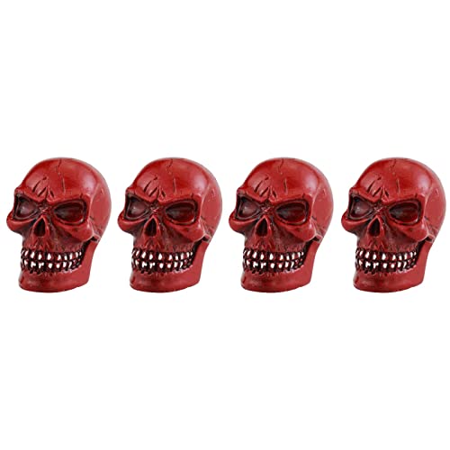 Valve Stem Caps Skull Wheel Air Stem Covers Car Tire Rim Heads for Most Vehicles Bicycles Motorcycles, Red - color: Red