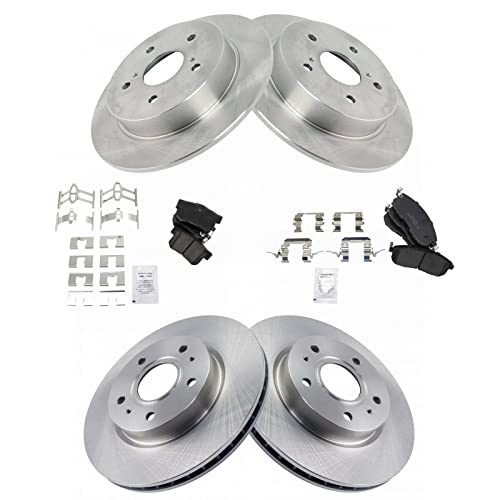 TRQ Front and Rear Brake Pad and Rotor Set Ceramic Vented Solid Rotors - style: BKA19659