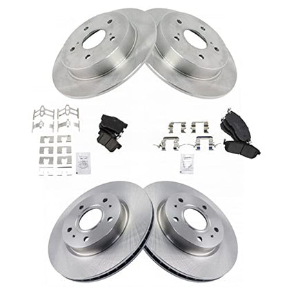 TRQ Front and Rear Brake Pad and Rotor Set Ceramic Vented Solid Rotors - style: BKA19659