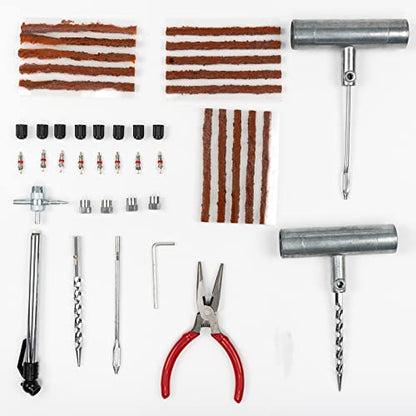 AUTOXBERT Universal Tire Repair Kit 45Pcs Heavy Duty Car Emergency Tool Plug Set - size: 45pcs Compact kit