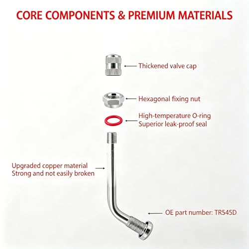 TR545D Truck Tire Valve Stem 10 Pack, 9.7mm Rim Hole, 22.5" 24.5" Aluminum