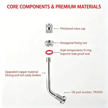 TR545D Truck Tire Valve Stem 10 Pack, 9.7mm Rim Hole, 22.5" 24.5" Aluminum