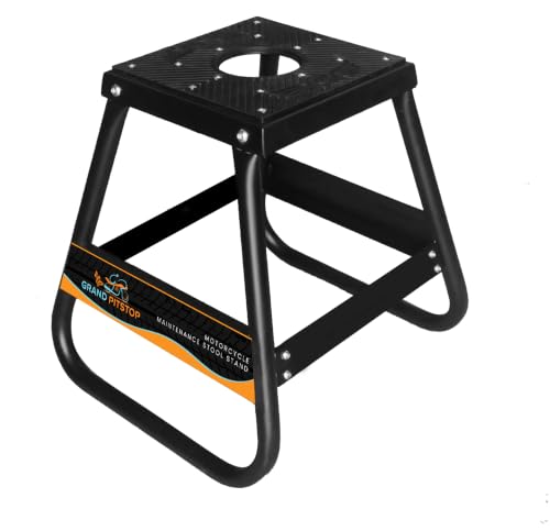 GRAND PITSTOP Heavy Duty Motorcycle Stand - Universal Dirt Bike Maintenance Stand, Powder Coated Steel, Non-Slip Off-Road MX Stand (Black) - color: Black