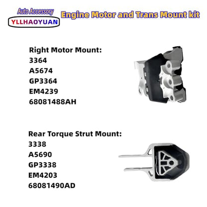 Yllhaoyuan Complete Set of 3 Motor Mounts for 2013-2016 Dart 2.0L 2.4L - size: 2013-2016 Dodge Dart 2.0L 2.4L