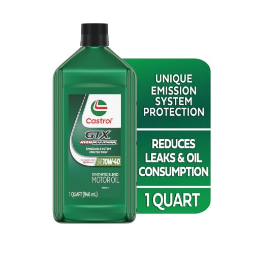 Castrol GTX High Mileage 10W-40 Synthetic Motor Oil, 1 Quart, Pack of 6 - size: 1 Quart, Pack of 6