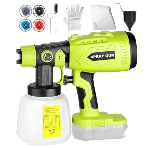 Cordless Paint Sprayer for Ryobi 18v Battery，HVLP Spray Paint Gun with Brushless Motor and Copper Nozzle, 200W Cordless Paint Sprayer for Home, Car, Furniture & Wall Painting (Battery Not Included) - color: for Ryobi