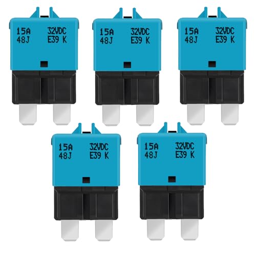 GLOSO Circuit Breaker Fuse E39 (T3) Manual Reset for Car Truck RV Automotive Marine Boat Trolling Motor & Custom Wiring Audio Battery Protection/Low Profile ATC/ATO (15A - 5 Pack) - color: 5 Pack, size: 15A
