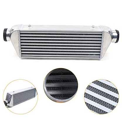 Universal Front Mount Intercooler, 3" Inlet/Outlet Aluminum Turbo Intercooler, Overall size 27"x7"x4" Core Size 3.5" For Turbo Charger System (3" Inlet/Outlet, 27"x7"x4")