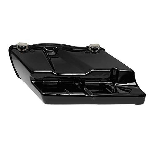 TCMT 5" Stretched Saddlebag W/ 5x7 Speaker Lids Fits For Harley Touring Models CVO Road Glide Road King Street Glide Electra Glide Ultra Classic 1994-2013 - color: Vivid Black Chrome Latches(5x7 Speaker Lid)