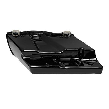 TCMT 5" Stretched Saddlebag W/ 5x7 Speaker Lids Fits For Harley Touring Models CVO Road Glide Road King Street Glide Electra Glide Ultra Classic 1994-2013 - color: Vivid Black Chrome Latches(5x7 Speaker Lid)