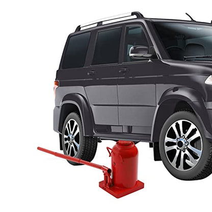 50 Ton (1102,31 lbs) Lifting Automotive Welded Hydraulic Bottle Jack, Hydraulic Stubby Low Profile Welded Bottle Jack for Repair Vehicle, Pickup, Truck, w/Manual Handle, Red, ﻿ - color: 50 Ton