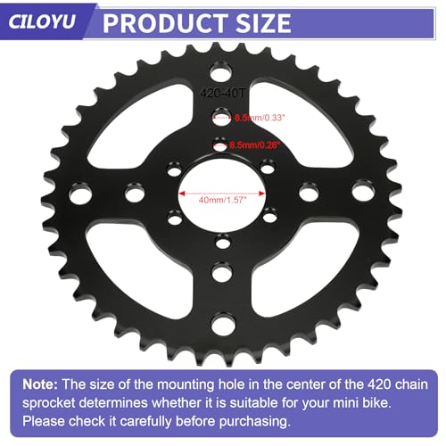 Mini Bike Sprocket 40T 40mm Bore with 420 Chain for CT100U CT200U - color: Black