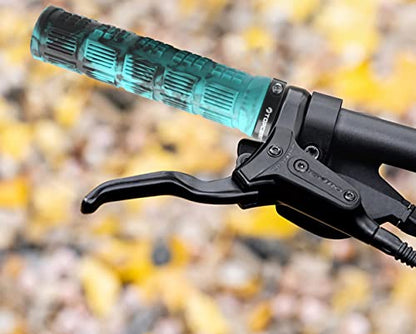 TOPCABIN Double Lock Bicycle Handlebar Grips - Rubber Comfortable BMX Mountain Bike Grips - color: Cyan Green Camouflage