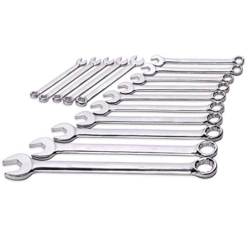Max Torque 15-Piece Premium Combination Wrench Set, Chrome Vanadium Steel, Long Pattern Design | Include Metric Sizes 8, 9, 10, 11, 12, 13, 14, 15, 16, 17, 18, 19, 20, 21, 22mm with Storage Rack - size: Regular Size Premium Set