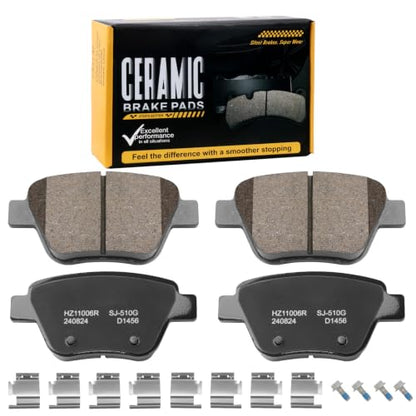 D1456 Rear Ceramic Disc Brake Pad Set Fit For Audi A3 2009-2010,A3 Quattro 2009-2013,ForVolkswagen Beetle 2012-2013,Eos 2009-2016,Golf/GTI 2012-2014,Jetta 2013 Hybrid SE,Passat 2012-2014