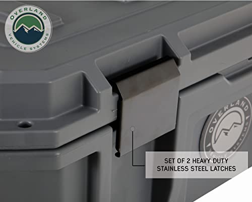 Overland Vehicle Systems 40100001 Dark Gray 53 QT Dry Box Storage with Drain, and Bottle Opener | Waterproof Seal | Heavy-Duty Latches and Nylon Handles | Keeps Gear Safe, Dry and Organized - size: 53 QT Dry Box