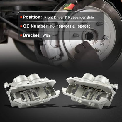 cciyu Front Left & Right Disc Brake Calipers Assembly 18B4841 18B4840 - size: Front[18B4841+18B4840]