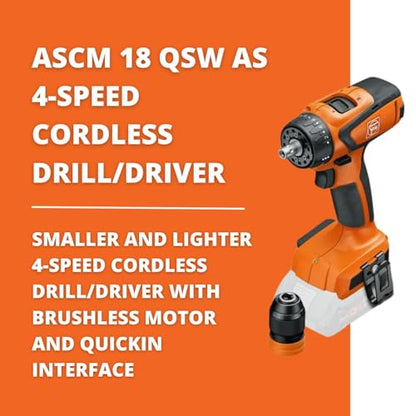 Fein 18V AS 4-speed General Construction Cordless Drill/Driver - Bare Tool - Brushless FEIN PowerDrive Motor, Mechanical Torque Setting - ASCM 18 QSW AS, 71161461090 - style: ASCM 18 QSW
