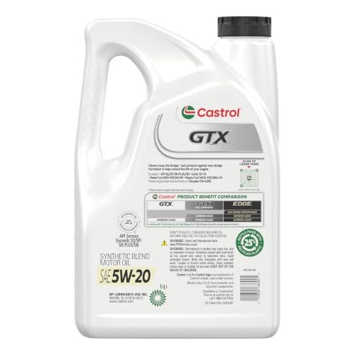 Castrol GTX 5W-20 Synthetic Blend Motor Oil, 5 Quarts, Pack of 3 - size: 5 Quarts, Pack of 3