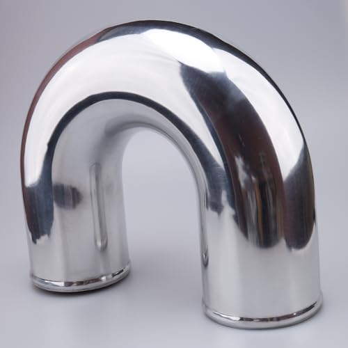 AC PERFORMANCE 4" 180° Aluminum Elbow Intercooler Air Intake Tube, Polished - color: Siver Polished 180, size: 4" (102mm)