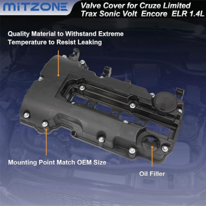 MITZONE Engine Valve Cover Kit Fit for Chevy Builk Cadillac 1.4L 55573746 - color: BLack(plastic)