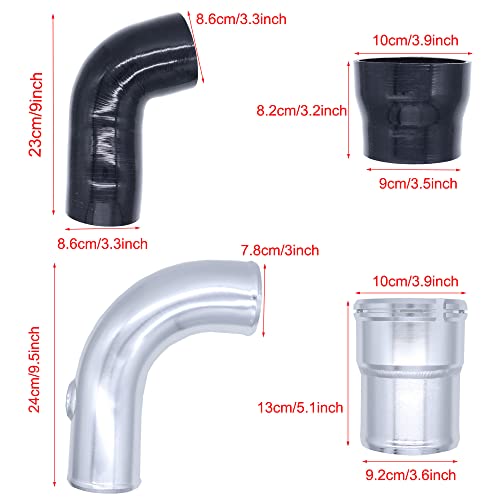 MOCW 3.5" Cold Side Intercooler Pipe Kit & Boot Upgrade Kit Compatible with 2011-2016 Ford 6.7L Powerstroke Diesel F-250 F-350 F-450, Silver