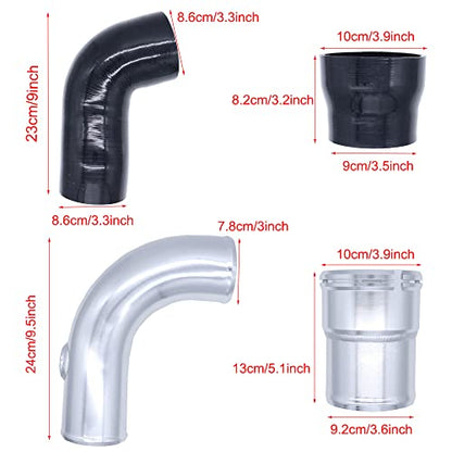 MOCW 3.5" Cold Side Intercooler Pipe Kit & Boot Upgrade Kit Compatible with 2011-2016 Ford 6.7L Powerstroke Diesel F-250 F-350 F-450, Silver