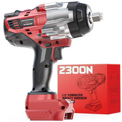 DIYtoolifz Cordless Impact Wrench 1/2 inch Compatible with Milwaukee 18v Battery, 1700 Ft-lbs High Torque Impact Driver, Electric Impact Gun with 4 Modes & LED Light for Car, Truck, Mower(Bare Tool) - size: 1/2 inch, style: Compatible with Milwaukee 18v B