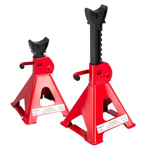 Jack Stands 3 Ton (6,500 lb) Capacity Steel, 1 Pair Red Lifting Stand Adjustable Jack Stands - color: 2021 Red