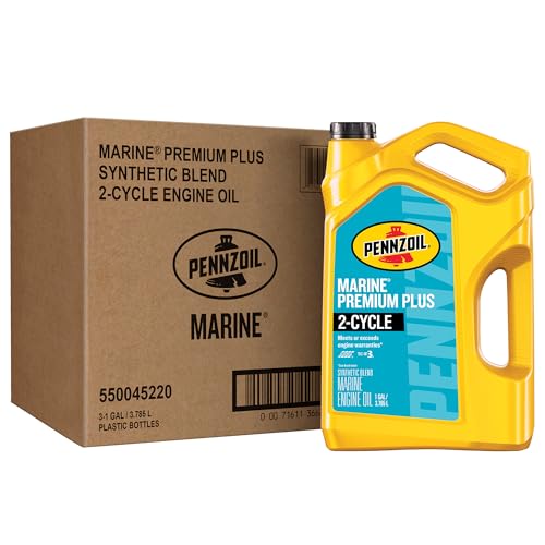 Pennzoil Marine Premium Plus 2-Cycle Synthetic Blend Engine Oil, 1 Gallon (3 Pack) - size: 1 Gallon, Pack of 3, style: New Packaging