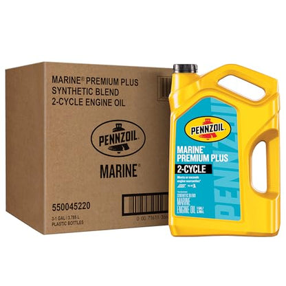 Pennzoil Marine Premium Plus 2-Cycle Synthetic Blend Engine Oil, 1 Gallon (3 Pack) - size: 1 Gallon, Pack of 3, style: New Packaging