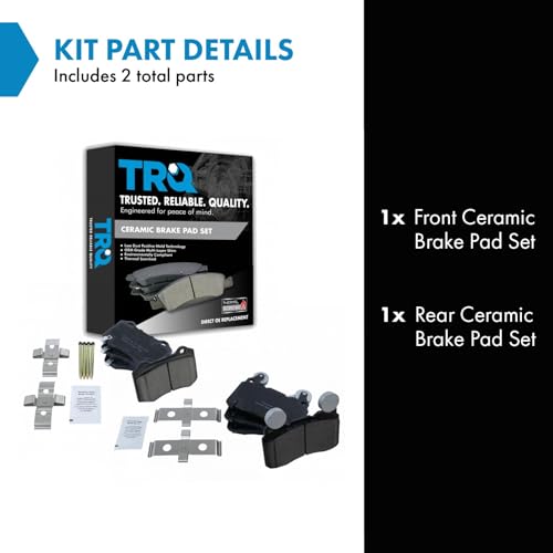 TRQ Front and Rear Ceramic Brake Pad Set - color: Ceramic, size: BKA12032