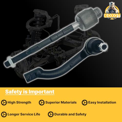 4pcs Front Inner & Outer Tie Rod Ends Kit Fit for Nissan Rogue 2008 2009 2010 2011 2012 2013 / Fit for Nissan Rogue Select 2014 2015 | EV800550 ES800583 ES800582 - size: ES800582 ES800583 EV800550 X2