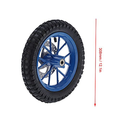 Acouto Front Wheel 12.5x2.75in for 2 Stroke Mini Bike Dirt Bike Pocket Bike, Rubber Front Wheel Tire Rim Disc Brake Sprocket Bolts Assembly(Blue)