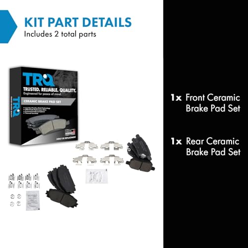 TRQ Front and Rear Brake Pads Ceramic - color: Ceramic, size: BFA12806
