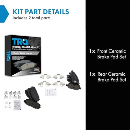 TRQ Front and Rear Brake Pads Ceramic - color: Ceramic, size: BFA12806