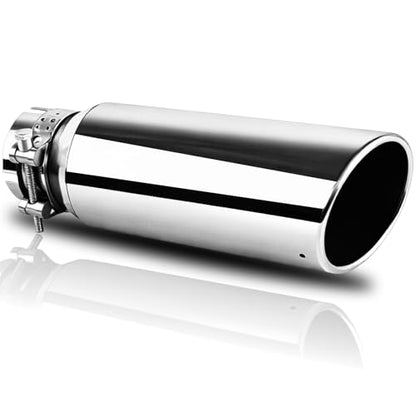 Mupera Universal 3 Inch Inlet Exhaust Tip, 4" Outlet, 12" Long - size: 3" Inlet 4" Outlet 12" Length Silver