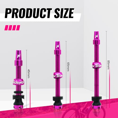 RideNow 85 mm Tubeless Presta Valve Stems, 7075 Aluminum, Purple, Pair - color: Purple, size: 85mm