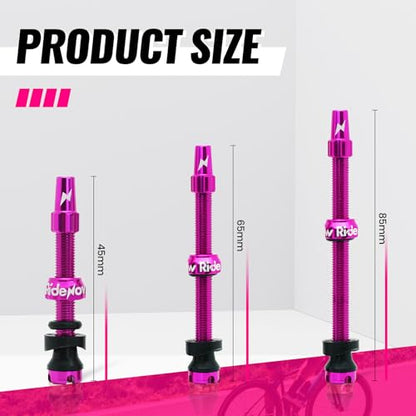 RideNow 85 mm Tubeless Presta Valve Stems, 7075 Aluminum, Purple, Pair - color: Purple, size: 85mm