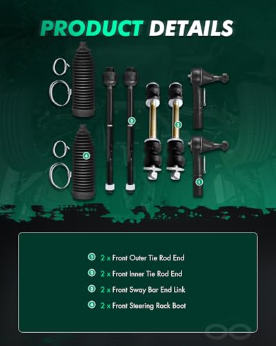 SCITOO 8pcs Front Tie Rod Kit for Chevy Silverado 1500,for GMC Sierra 1500