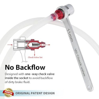 FIRSTINFO 11mm Mini Brake Bleeder Wrench with Check Valve & Hose - size: 11mm