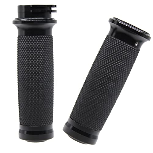 1" Motorcycle Handlebar Grips Non-Slip Hand Grips Rhombus Rubber Universal Fits for Harley Kawasaki Yamaha Suzuki - style: Black-02