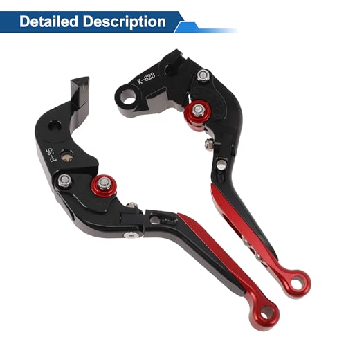 Short/Long Brake Clutch Levers for Kawasaki Ninja ZX6R 00-04 Black - color: Black Handle Red End