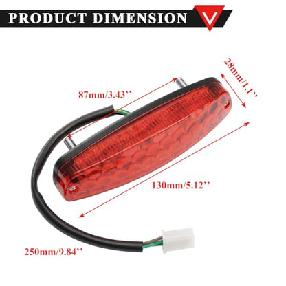 PRO BAT 12V Rear Tail Brake Tail Light with 3 Pin Female Plug - color: Red