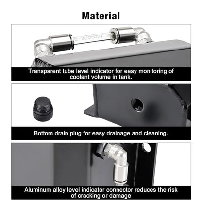 EVIL ENERGY Radiator Coolant Overflow Tank Aluminum, Universal Overflow Reservoir Tank, Upgraded Overflow Catch Can 1L Black