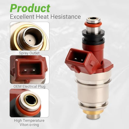 Fuel Injectors Set of 4 Compatible with NISSAN D21 2.4L L4,1990 1991 1992 1993 1994# Replace FJ342 16600-86G10 16600-86G00 - size: 342