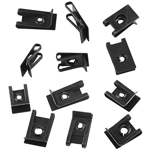 Glarks 225Pcs U Nut Assortment Kit, 6 Size Black Auto Car U Clips for Dash Door Panel Interior