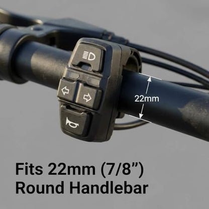 QWORK® 3 in 1 Motorcycle Handlebar Control Switch - Headlight, Turn Signal, Horn Mount on 22mm 7/8 Inch Handlebar for Motorbike, Electric Bike, E-Scooter
