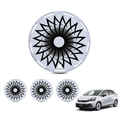 17" Universal Full-Size Hub Caps, 17 Inch Steel Wheels, White-Flower Bloom - color: White-Flower Bloom, size: 17 Inch