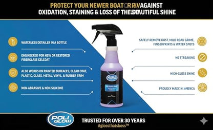 Poli Super Spray® Waterless Cleaner–No Rinse Car, Boat & RV Wash Streak-Free, High Gloss, Non-Abrasive Safe for Gelcoat, Fiberglass, Painted Surfaces, Glass, Plastic, Rubber & Vinyl–Quick & Easy - size: 16 Fl Oz (Pack of 1)